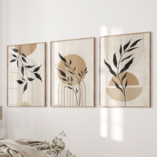 Modern Abstract Botanical Wall Frame Set of 3