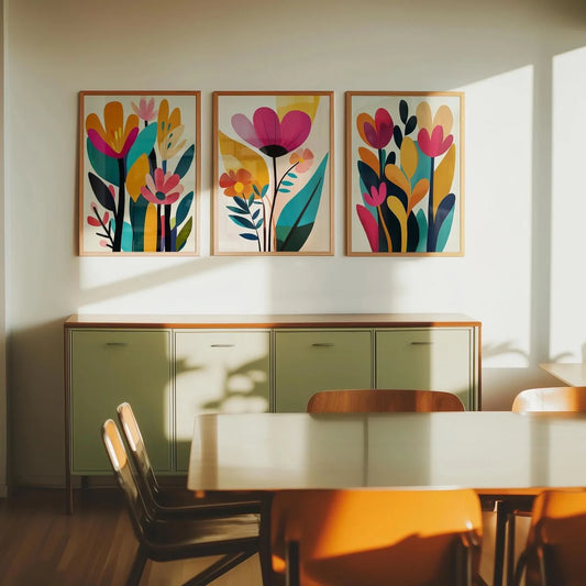 Colorful Abstract Floral Wall Frame Set of 3