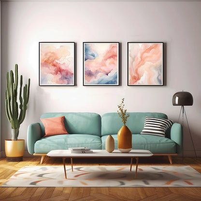 Luxury Living Room Wall Art Set Of 3 | Stylish Home Accent