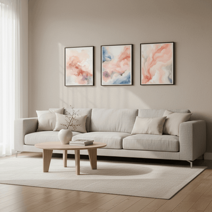 Luxury Living Room Wall Art Set Of 3 | Stylish Home Accent