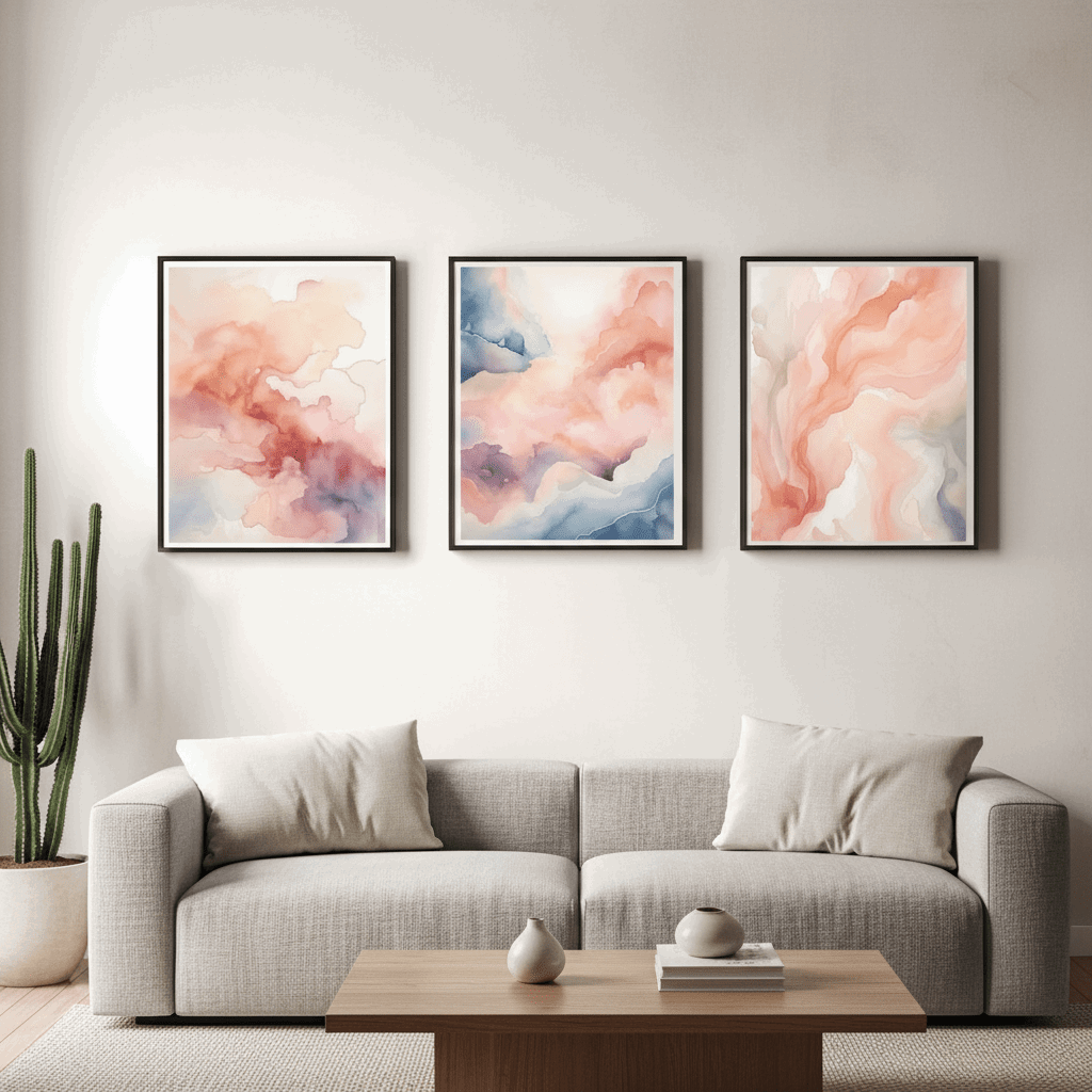 Luxury Living Room Wall Art Set Of 3 | Stylish Home Accent